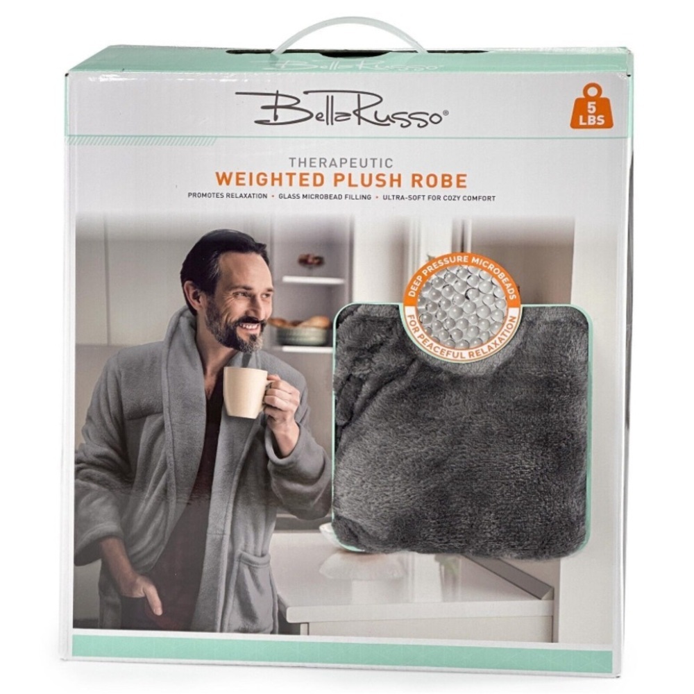 BELLA RUSSO Therapeutic Weighted Plush Robe in Gray